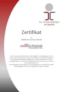 Zertifikat der Akademie sinnesschmiede Graz
